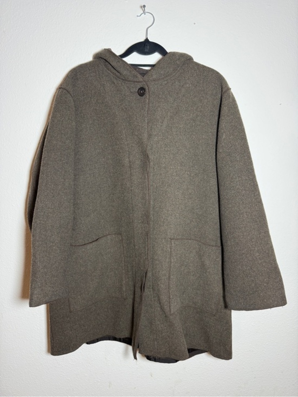 Eddie Bauer Women’s Coat Jacket XL Vintage Wool Blend Hooded Brown Petite